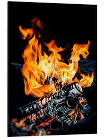 Aluminium print blazing flames