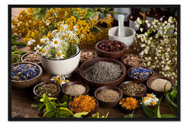 Gerahmter Kunstdruck Kleine Kräuterküche