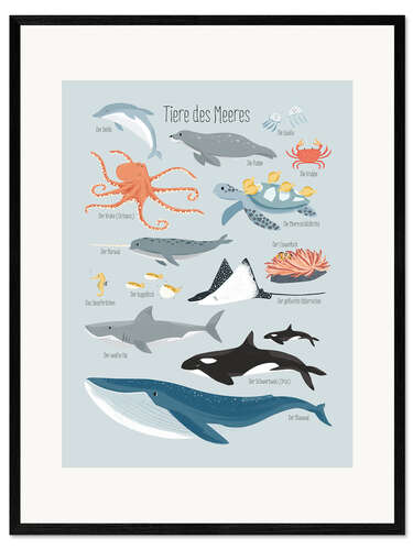 Framed art print Sea animals (German)