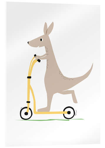 Acrylglas print Kangaroo with scooter