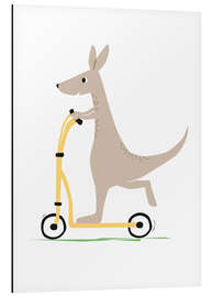 Aluminium print Kangaroo with scooter