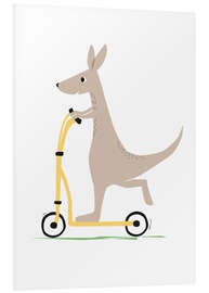 Foam board print Kangaroo with scooter