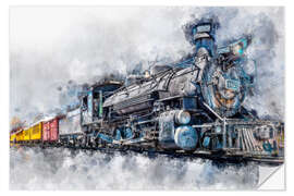 Selvklebende plakat Steam locomotive Durango and Silverton Narrow Gauge Railroad - Colorado - USA