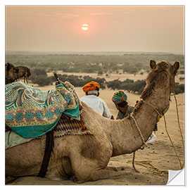 Självhäftande poster Sunset in the Thar Desert