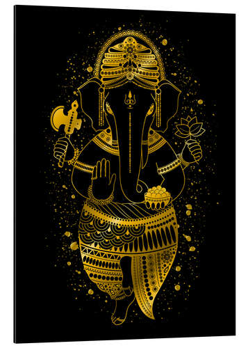 Aluminium print golden Ganesha