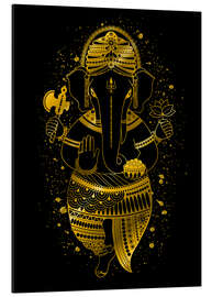 Aluminium print golden Ganesha