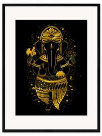 Kunsttryk i ramme golden Ganesha