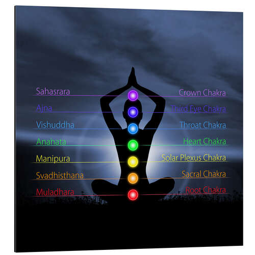 Aluminiumsbilde Chakras with silhouette