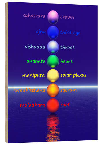 Quadro de madeira Chakras with water