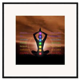 Ingelijste kunstdruk Chakra's voor de avondhemel