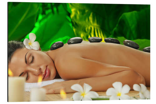Tableau en aluminium Massage aux pierres chaudes