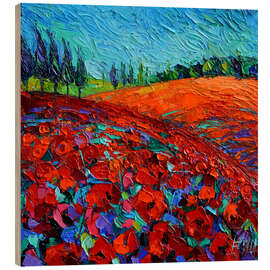 Stampa su legno Field of poppies