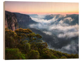 Holzbild Misty Mountains