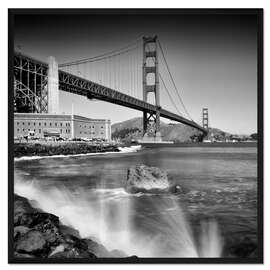 Gerahmter Kunstdruck Golden Gate Bridge mit Brandung