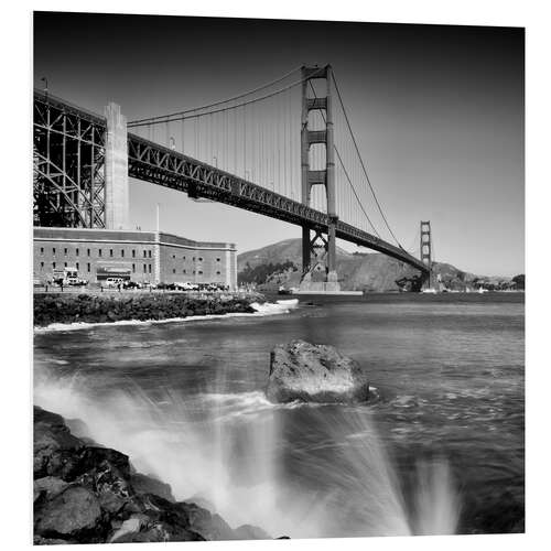 Tableau en PVC Pont du Golden Gate et les vagues