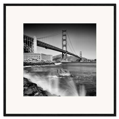 Gerahmter Kunstdruck Golden Gate Bridge mit Brandung