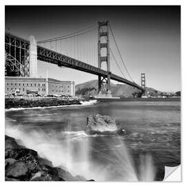 Sticker mural Pont du Golden Gate et les vagues