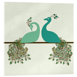 Akrylglastavla  two peacocks