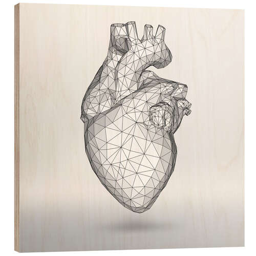 Quadro de madeira polygone heart