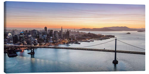 Lienzo Aerial view of San Francisco at sunset, USA