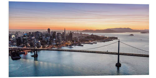 Hartschaumbild Luftaufnahme von San Francisco bei Sonnenuntergang, USA