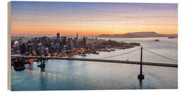 Hout print Aerial view of San Francisco at sunset, USA