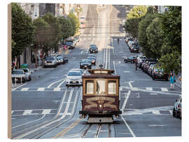 Wood print Tram in California street, San Francisco, USA