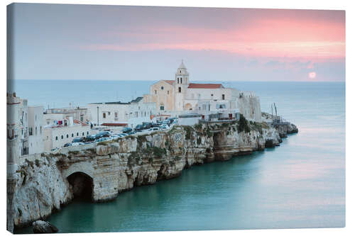 Leinwandbild Sonnenuntergang über der Altstadt, Vieste, Apulien