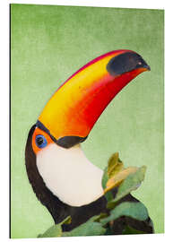 Tableau en aluminium A colourful toucan bird on a tropical background.