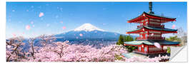 Sticker mural Pagode Chureito et le Mont Fuji au printemps, Japon