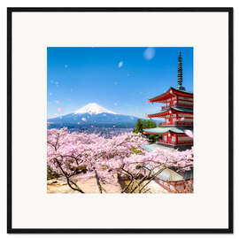 Kehystetty taidepainatus Chureito Pagoda and Mount Fuji in Spring, Fujiyoshida II