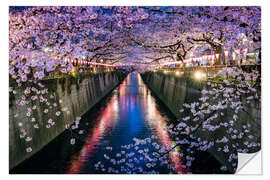 Selvklebende plakat Cherry Blossom Festival in Nakameguro, Tokyo, Japan