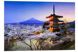 Quadro em PVC Chureito Pagoda and Mount Fuji in Spring, Fujiyoshida III