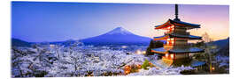 Acrylic print Chureito pagoda with Mount Fuji in spring, Fujiyoshida, Japan