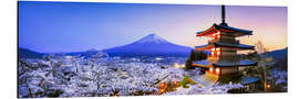 Aluminium print Chureito pagoda with Mount Fuji in spring, Fujiyoshida, Japan