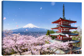 Stampa su tela  Chureito Pagoda e Monte Fuji in primavera, Fujiyoshida - Jan Christopher Becke