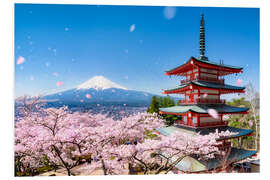 Quadro em PVC Chureito Pagoda and Mount Fuji in spring, Fujiyoshida I