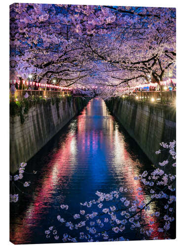 Stampa su tela Nakameguro sakura festival in Tokyo, Japan