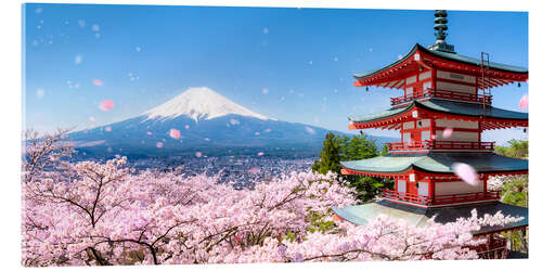 Acrylic print Chureito pagoda with Mount Fuji in Fujiyoshida, Japan