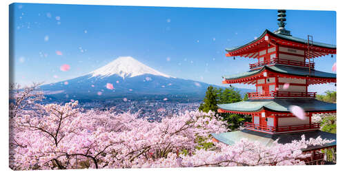 Canvas print Chureito pagoda with Mount Fuji in Fujiyoshida, Japan