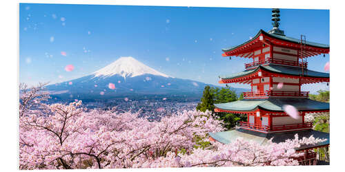 Foam board print Chureito pagoda with Mount Fuji in Fujiyoshida, Japan