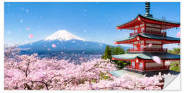 Sticker mural Pagode Chureito avec le Mont Fuji à Fujiyoshida, Japon