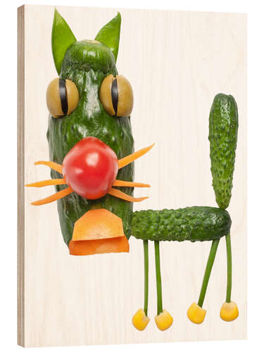 Wood print Vegetable animals - cat