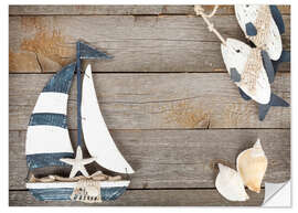 Sticker mural Bateau en bois 