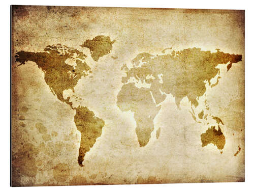 Aluminium print Vintage world map