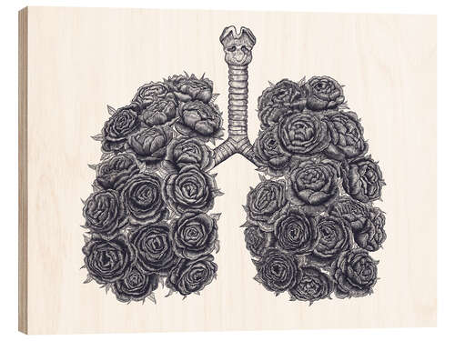 Wood print Lungs with peonies