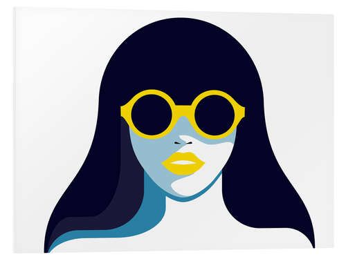 Foam board print Glam girl with rounded sunglasses