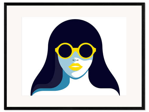 Stampa artistica con cornice Glam girl con occhiali da sole arrotondati