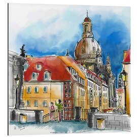 Aluminium print Dresden, Blick über die Münzgasse zur Frauenkirche