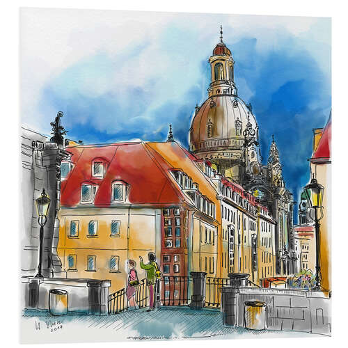 PVC-tavla Dresden, Blick über die Münzgasse zur Frauenkirche